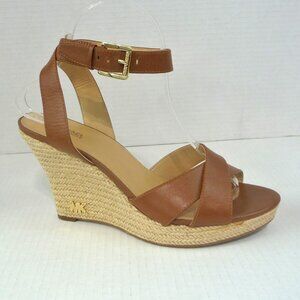 MICHAEL KORS LEATHER ESPADRILLE WEDGE 8.5